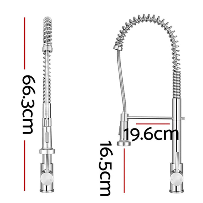 Hunter Chrome/Black Solid Brass Gooseneck Pull Down Kitchen Mixer Tapware