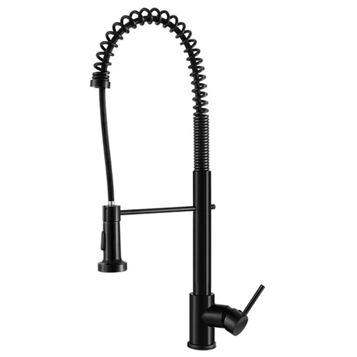 Hunter Chrome/Black Solid Brass Gooseneck Pull Down Kitchen Mixer Tapware