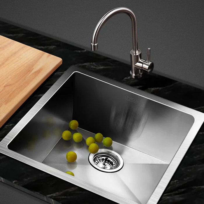 440*440*205mm Hunter Silver Stainless Steel Square Basin Single Bowl Laundry Kitchen Sinks