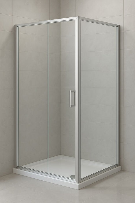 780-1100mm Square Corner Sliding door Shower Screen Framed Bar handle Chrome/Black Fittings