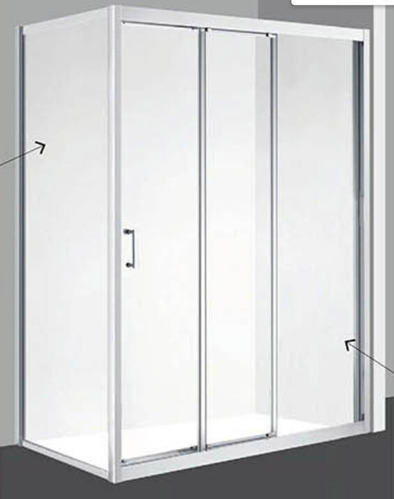 890-900mm Square Corner 2 Sliding doors Shower Screen Framed Bar handle Chrome Fittings