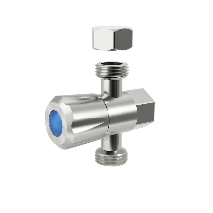 Amoza Mini Brushed Stainless Steel/Brushed Gold/Gun Metal/Matt Black 304 Stainless Steel DN15 15x15x15mm 1/4 Turn C/D Three Way Stop Tapware