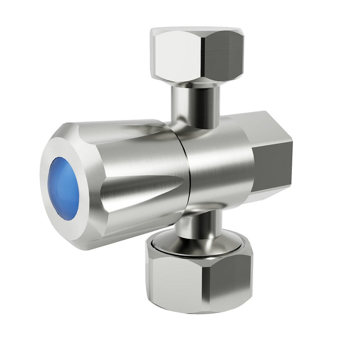 Amoza Mini Brushed Stainless Steel 304 Stainless Steel DN15 15x15x20mm 1/4 Turn C/D Three Way Stop Tapware