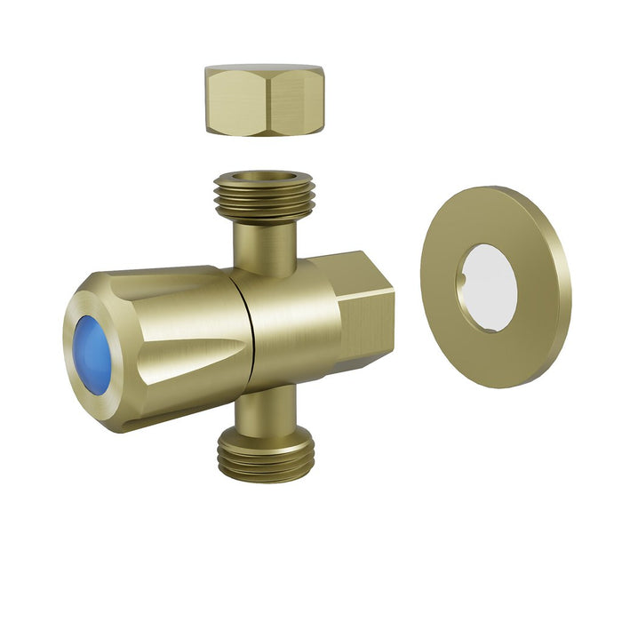 Amoza Mini Brushed Stainless Steel/Brushed Gold/Gun Metal/Matt Black 304 Stainless Steel DN15 15x15x15mm 1/4 Turn C/D Three Way Stop Tapware