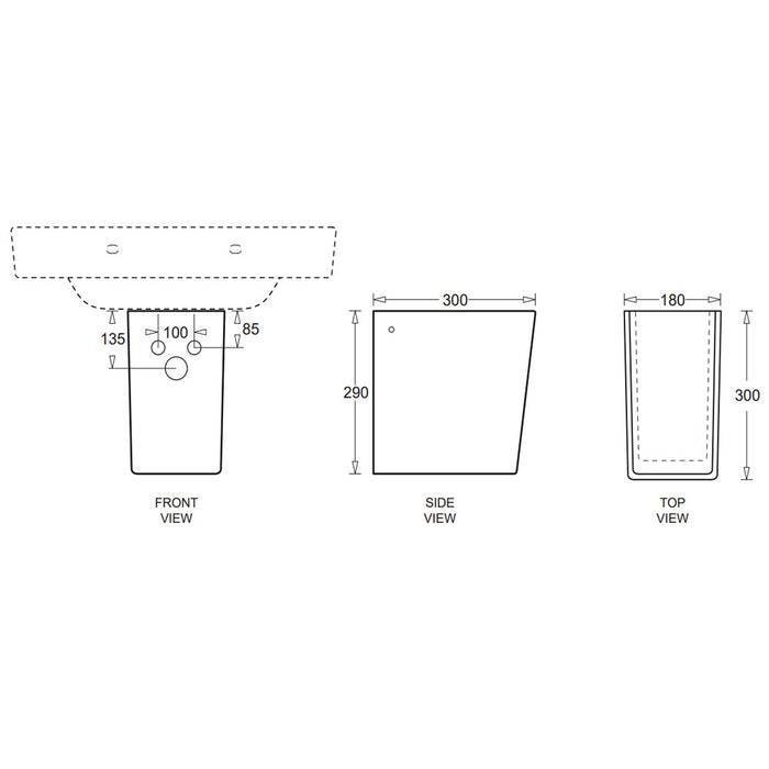 457*390mm Johnson Suisse Emilia MKII White Vitreous china Square with Shroud Basin