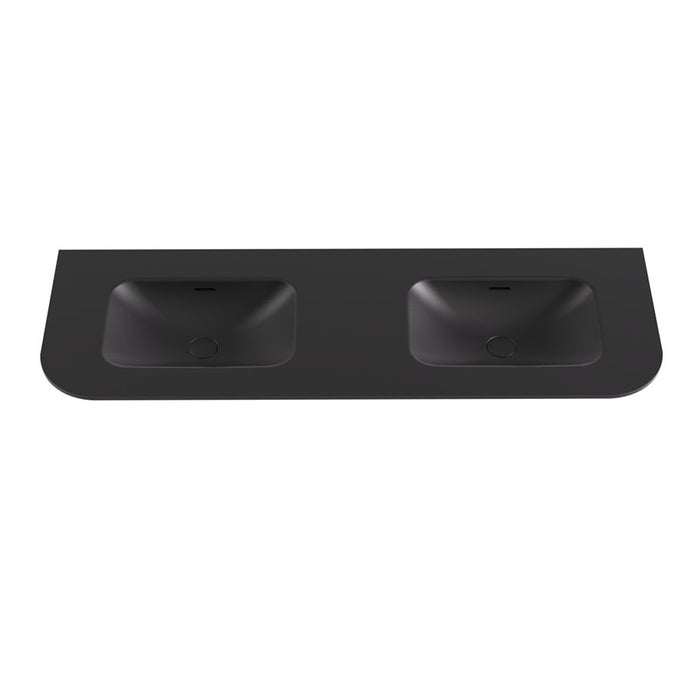 900-1800*500*12mm Lukka Aruro Matt White/Matt Black Solid Surface Stone Basin Vanity Top With Overflow