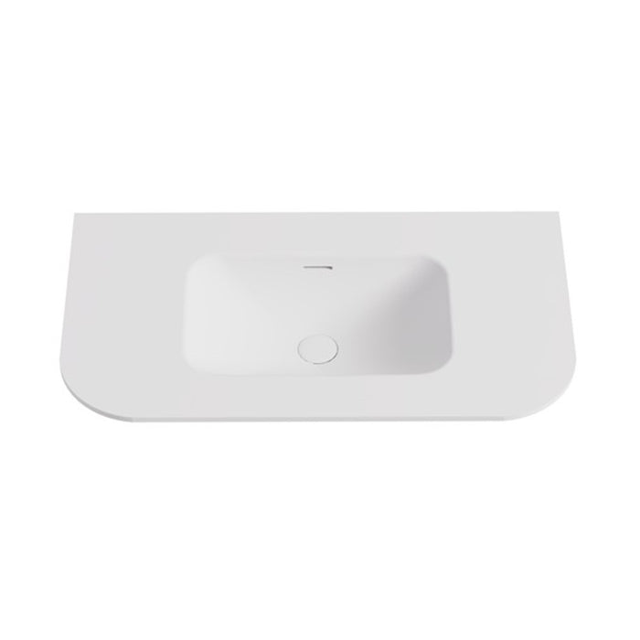 900-1800*500*12mm Lukka Aruro Matt White/Matt Black Solid Surface Stone Basin Vanity Top With Overflow