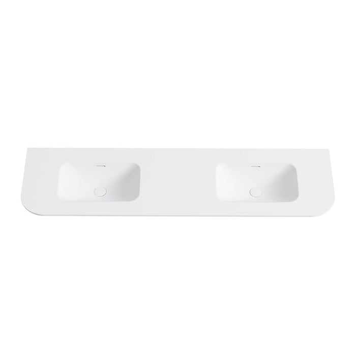 900-1800*500*12mm Lukka Aruro Matt White/Matt Black Solid Surface Stone Basin Vanity Top With Overflow