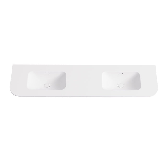 900-1800*500*12mm Lukka Aruro Matt White/Matt Black Solid Surface Stone Basin Vanity Top With Overflow