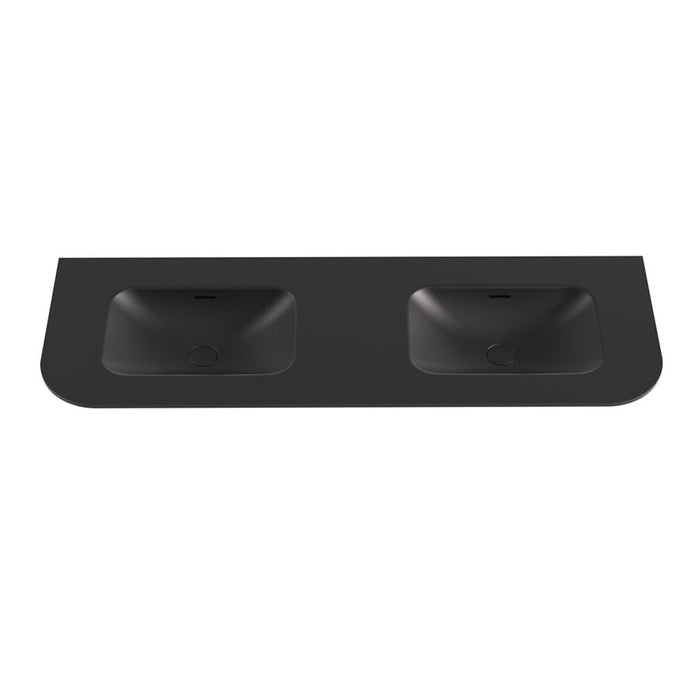 900-1800*500*12mm Lukka Aruro Matt White/Matt Black Solid Surface Stone Basin Vanity Top With Overflow
