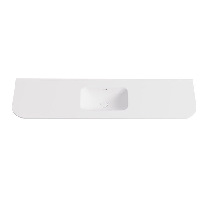 900-1800*500*12mm Lukka Aruro Matt White/Matt Black Solid Surface Stone Basin Vanity Top With Overflow