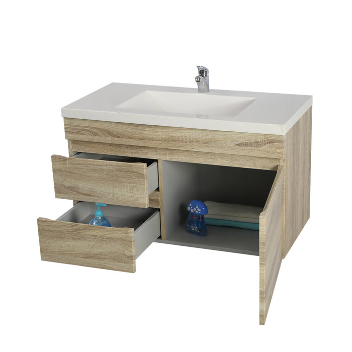 600-1500*500*450mm POS Berge White Oak MDF Wall Hung Vanity