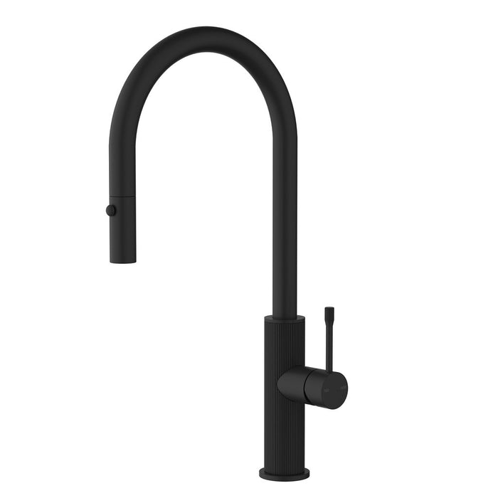 ACL Linie Brushed Nickel/Gun Metal/Matt Black/Brushed Gold Solid Brass Gooseneck Fluted Pull-Out Sink Mixer Tapware