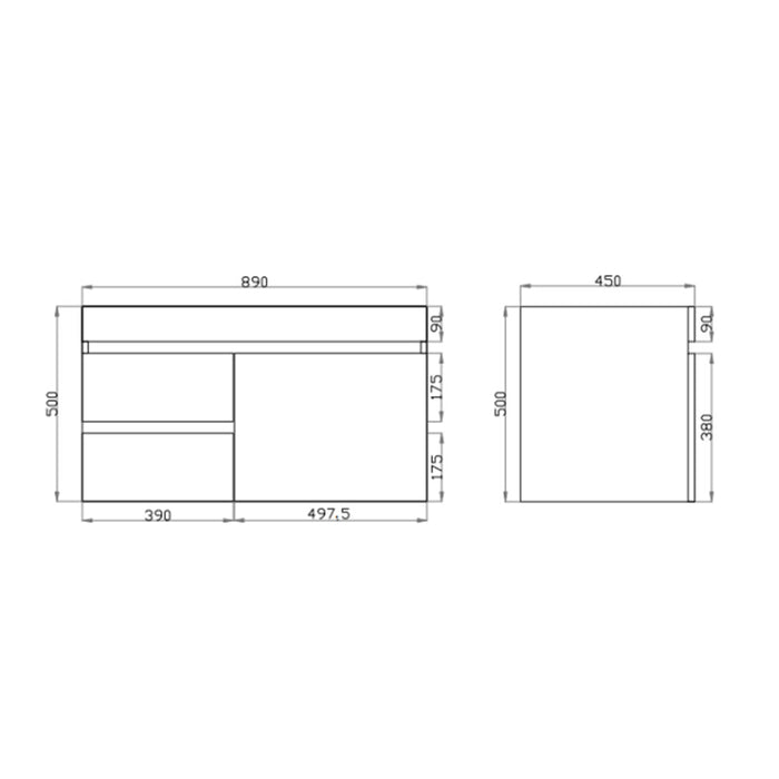 600-1500*500*450mm Posedion Berge Dark Grey MDF Wall Hung Vanity