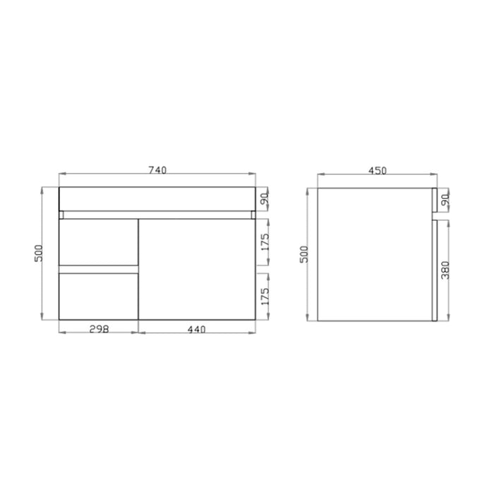 600-1500*500*450mm Posedion Berge Dark Grey MDF Wall Hung Vanity
