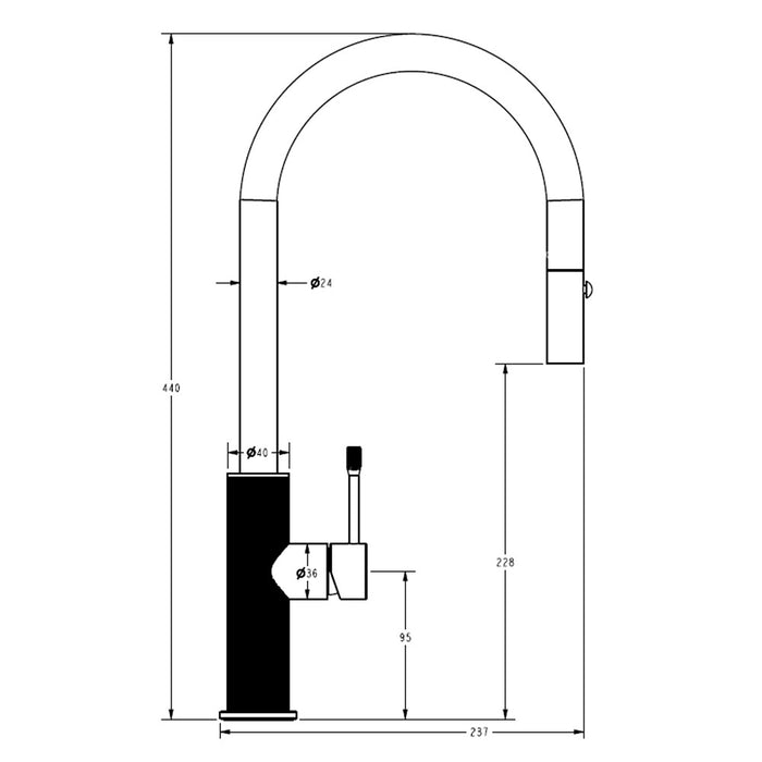 ACL Linie Brushed Nickel/Gun Metal/Matt Black/Brushed Gold Solid Brass Gooseneck Fluted Pull-Out Sink Mixer Tapware