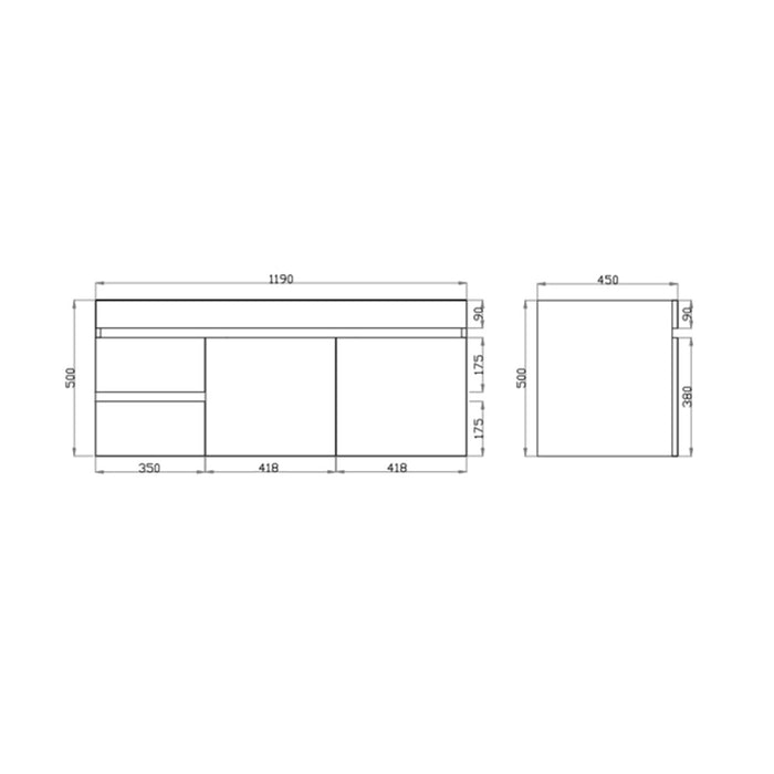 600-1500*500*450mm Posedion Berge Dark Grey MDF Wall Hung Vanity