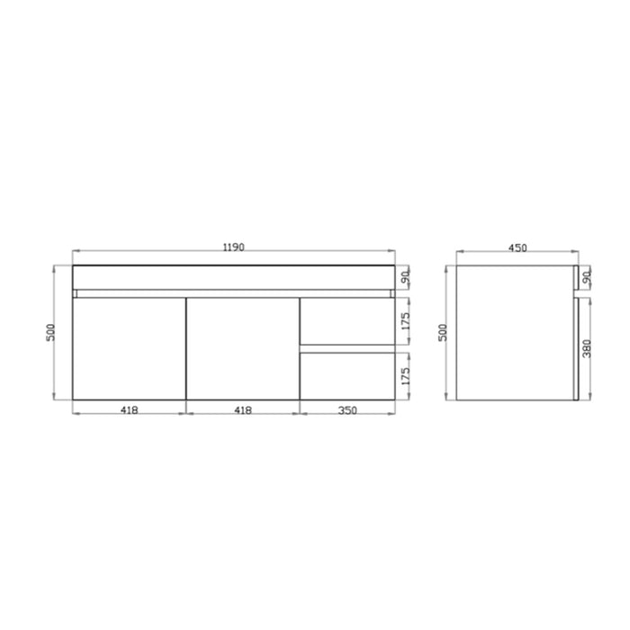 600-1500*500*450mm Posedion Berge Dark Grey MDF Wall Hung Vanity