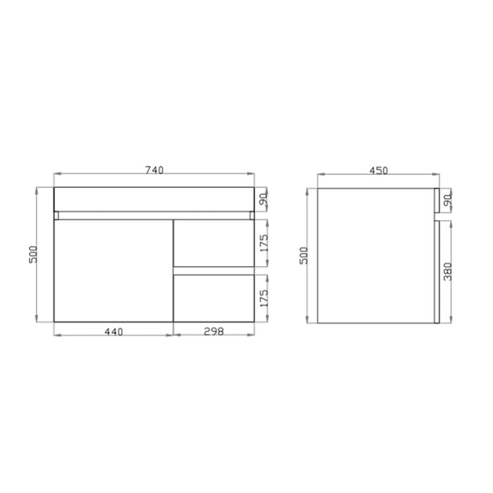 600-1500*500*450mm Posedion Berge Dark Grey MDF Wall Hung Vanity