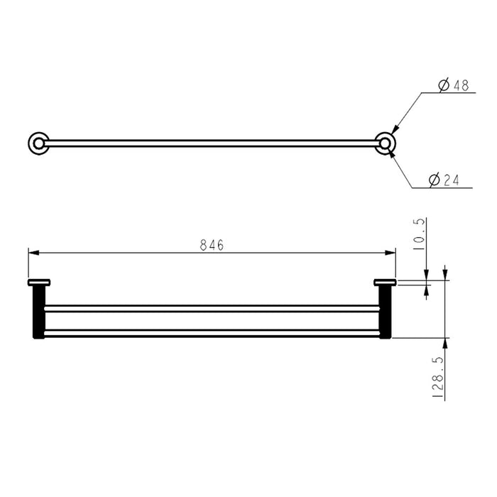 800mm ACL Linie Brushed Nickel/Gun Metal/Matt Black/Brushed Gold Brass Double Fluted Towel Rail