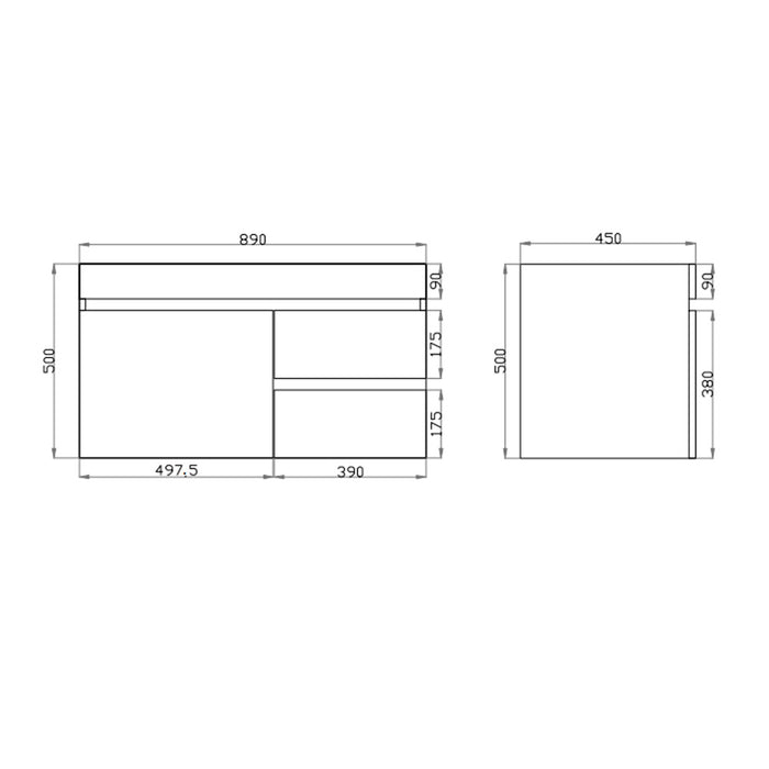 600-1500*500*450mm Posedion Berge Dark Grey MDF Wall Hung Vanity