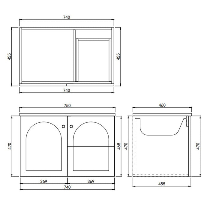 750*455*470mm Lukka Chester Federation Olive Green PVC Cabinet Wall Hung Vanity