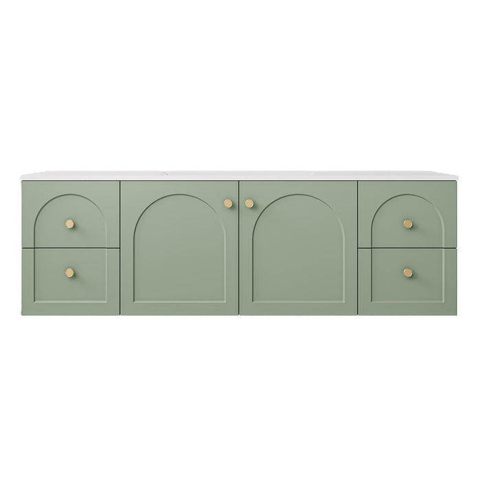 1500*455*470mm Lukka Chester Federation Olive Green PVC Cabinet Wall Hung Vanity