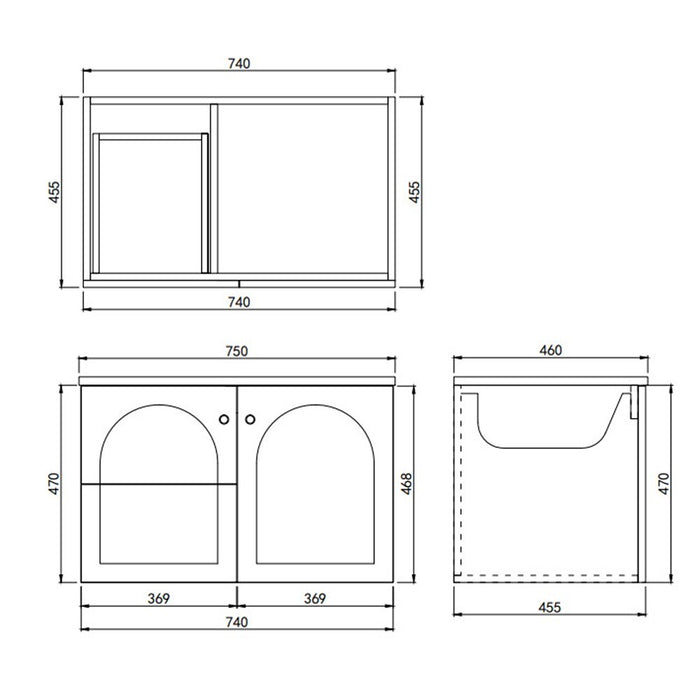 750*455*470mm Lukka Chester Federation Olive Green PVC Cabinet Wall Hung Vanity