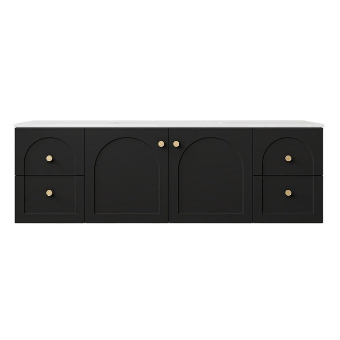 1500*455*470mm Lukka Chester Federation Matt Black PVC Wall Hung Vanity