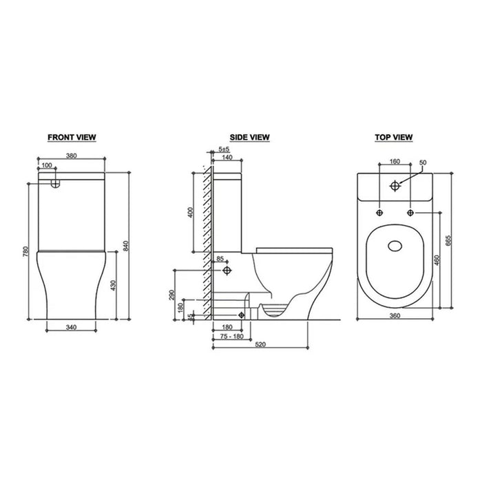 665*430*840mm Inspire Zenitti Ceramic Gloss White Tornado Back To Wall Toilet