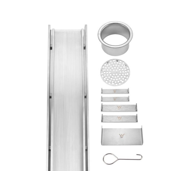 600-3000mm Somer Silver DIY Wide Tile Insert Floor Grate Tile Insert Drain (No Outlet)
