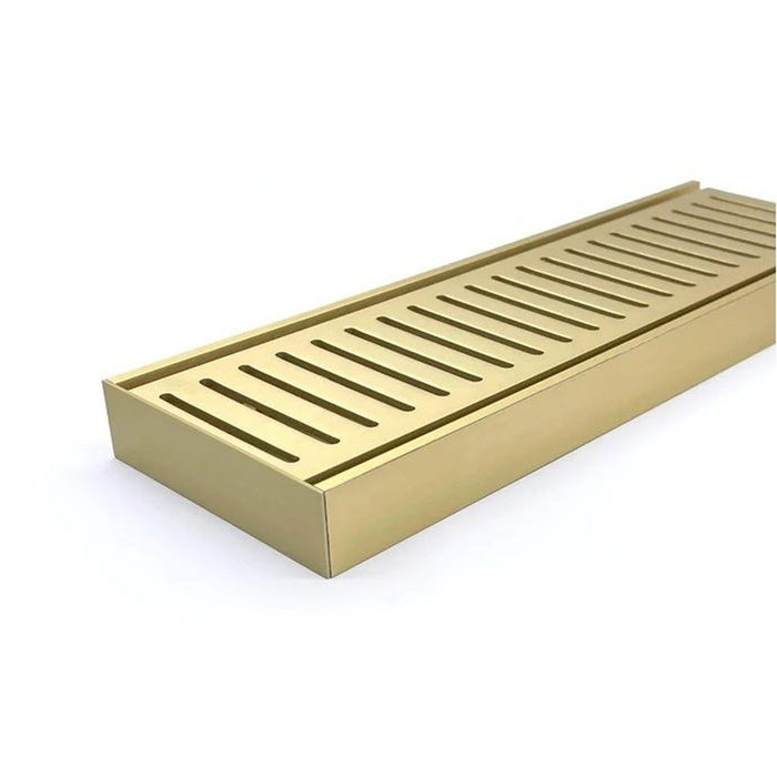300-5600*26*100mm Aquaperla Brushed Gold Ezy UV Stable Anodised Aluminium Flow Floor Grate