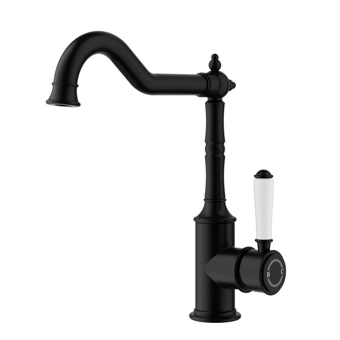 ACL Clasico Chrome/Brushed Nickel/Matt Black/Brushed Gold DZR Brass Ceramic Handle Sink Mixer Hook Spout