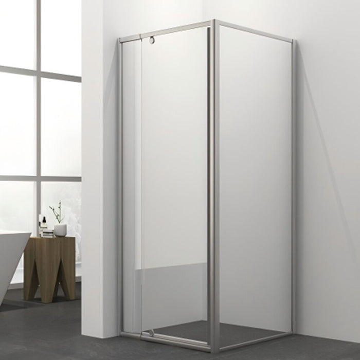 900-1200*2000mm Sunny L Shape Polished Aluminium Pivot Door With Return Panel Semi-Frameless Shower Screens