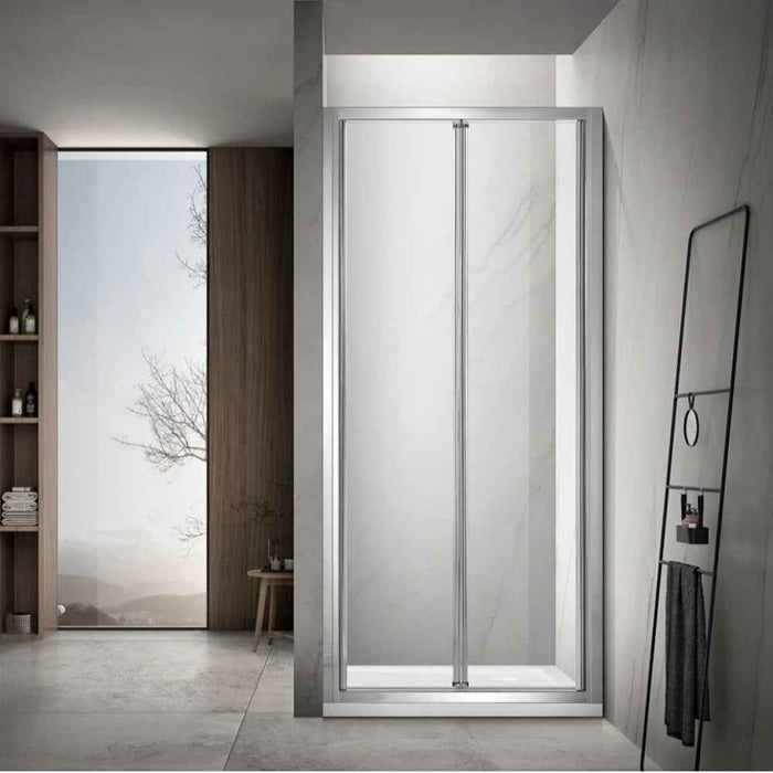 700-820*2000mm Covey Chrome/Black 6mm Tempered Toughen Glass Semi-Frameless Bi-Fold Swing Door Shower Screens