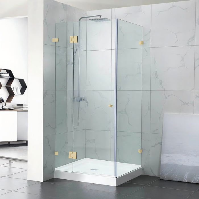 800-1200mm 10mm Glass Square Pivot Door With Return Panel Frameless 2000mm Height Shower Screens