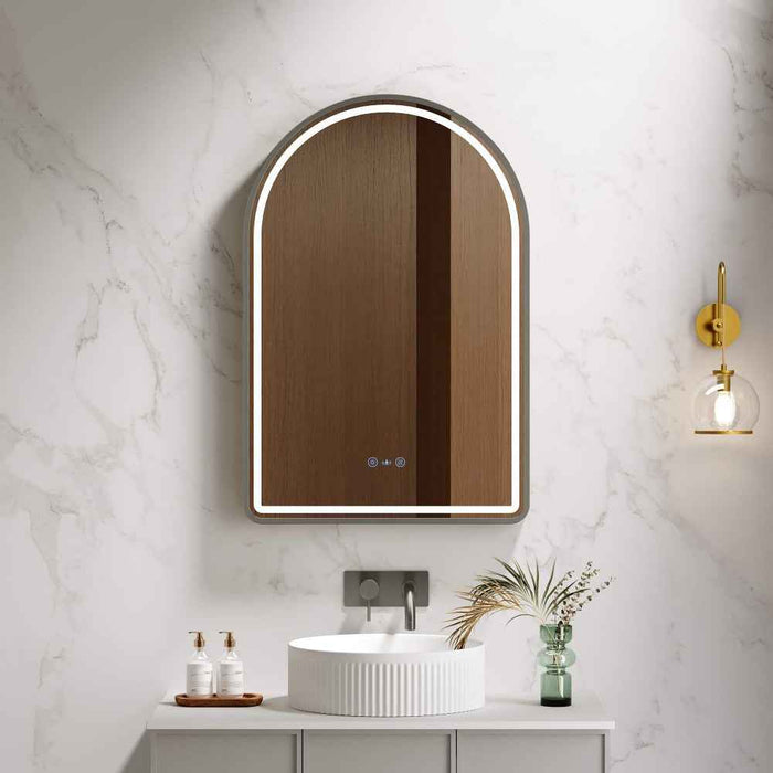 600*900mm Mercio Venus Brushed Gold/Brushed Nickel/Gun Metal/Matt Black Arch Frame Motion Sensor LED Mirror