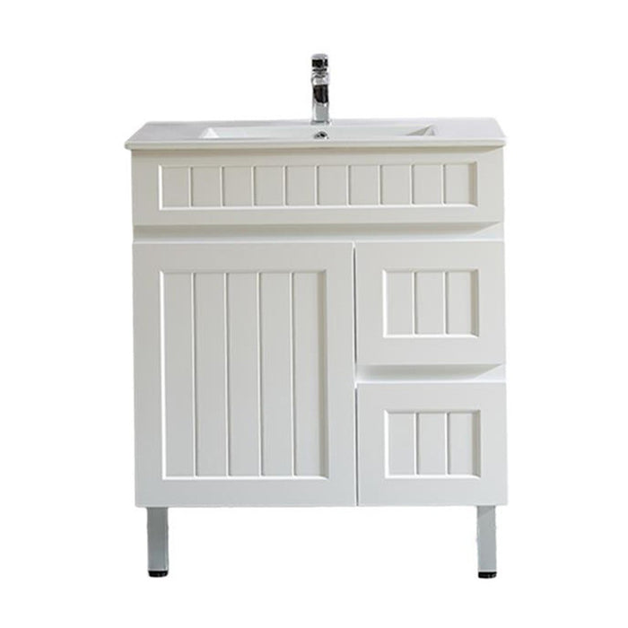 600-900*370*880mm Poseidon CETO Acacia Matt White Waterproof PVC Slim Fluted Freestanding Vanity