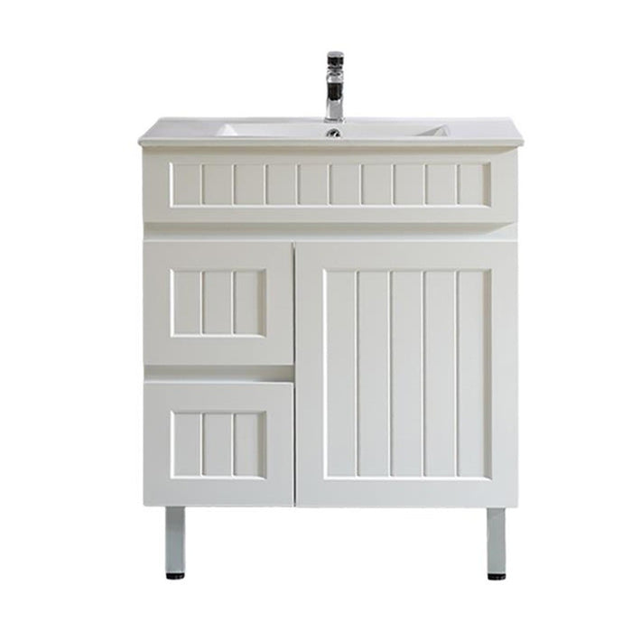 600-900*370*880mm Poseidon CETO Acacia Matt White Waterproof PVC Slim Fluted Freestanding Vanity