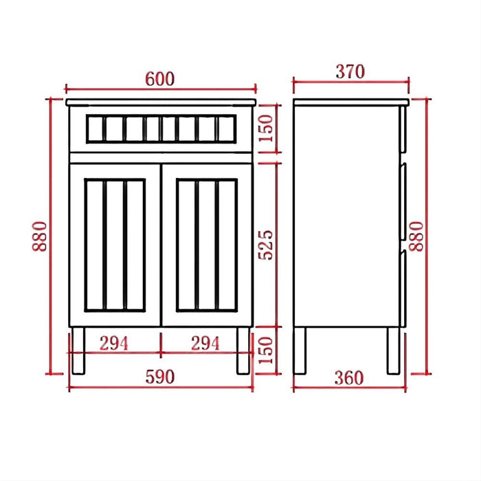 600-900*370*880mm Poseidon CETO Acacia Matt White Waterproof PVC Slim Fluted Freestanding Vanity