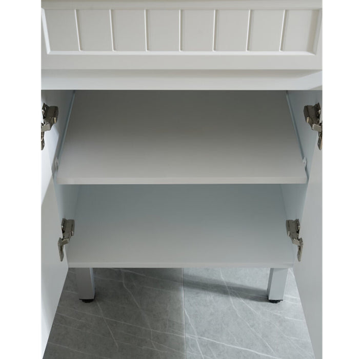 600-900*370*880mm Poseidon CETO Acacia Matt White Waterproof PVC Slim Fluted Freestanding Vanity