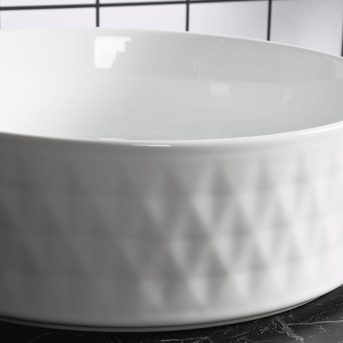 360*360*120mm Infinity Round Matt White Ceramic Above Counter Basin