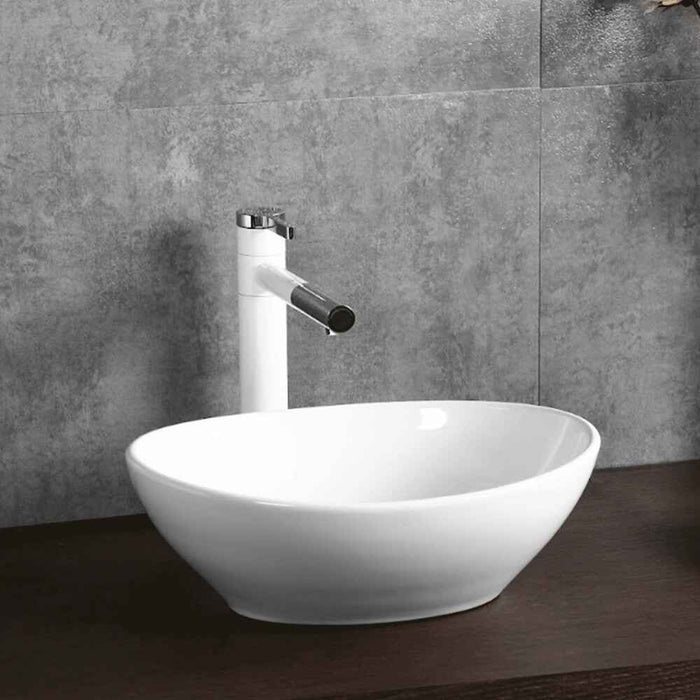 410*330*140mm Infinity Oval Gloss White Ceramic Above Counter Basin