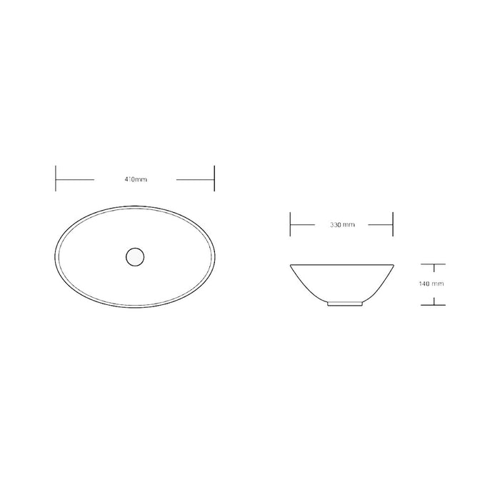 410*330*140mm Infinity Oval Gloss White Ceramic Above Counter Basin