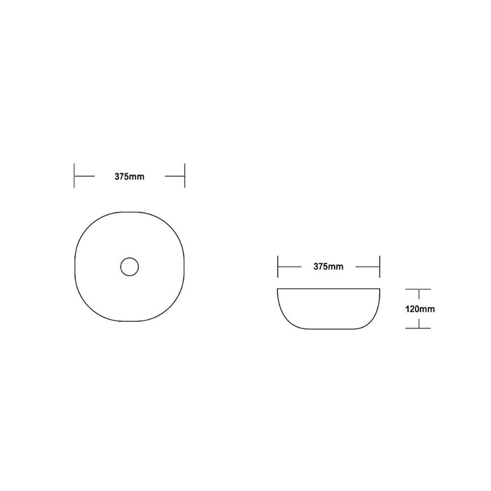 375*375*120mm Infinity Square Gloss White Ceramic Above Counter Basin