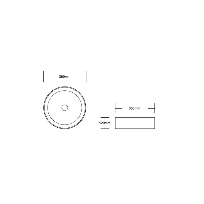 360*360*120mm Infinity Round Matt White Ceramic Above Counter Basin