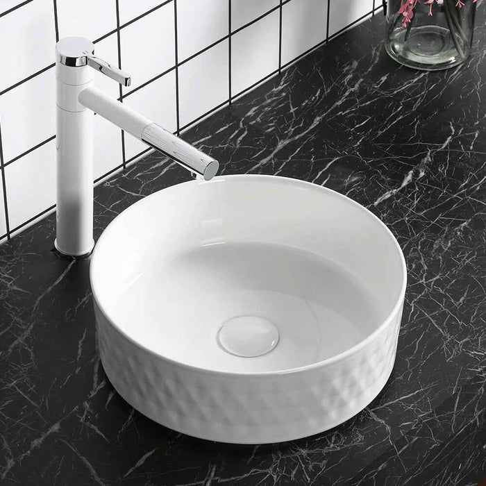 360*360*120mm Infinity Round Matt White Ceramic Above Counter Basin