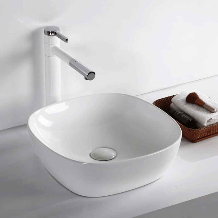 375*375*120mm Infinity Square Gloss White Ceramic Above Counter Basin