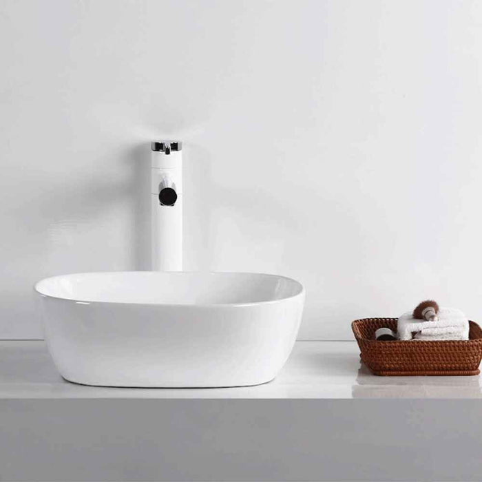 375*375*120mm Infinity Square Gloss White Ceramic Above Counter Basin