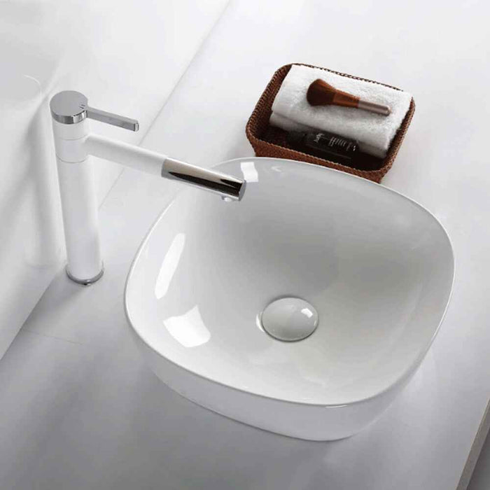 375*375*120mm Infinity Square Gloss White Ceramic Above Counter Basin